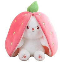Webby Strawberry Rabbit Plush Soft Toys | Cute And Adorable Bunny With Zipper Stuffed Animal Toys | Decorative And Gift Items For Kids And Adults - 30 Cm