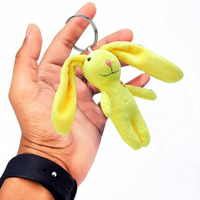 Webby Plush Bunny With Keychain Stuffed Animal Toy Assorted - 1Piece (Yellow)