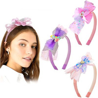 Anna Creations Glitter Bow Hairband Shiny Bow Knot Teeth Plastic Hairband For Girls Hair Band Stylish Hair Accessories For Women & Girls (3 Pc)