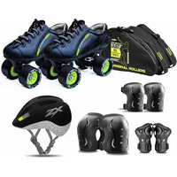 Jaspo Kids Torque Pro Outdoor Wheel Shoe Skate Combo(Shoe Skates+ Helmet+Knee+Elbow+Wrist+Bag)(Size-4 Uk(Age 10-11 Yrs),Torque Pro),Black