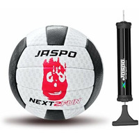 Jaspo Soft Touch Recreational Pu Leather Volleyball With Hand Air Pump, Machine Stitched Volleyball Waterproof Indoor/Outdoor Size:5 (Next To Fun, Black/White)
