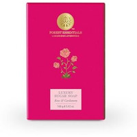 Forest Essentials Luxury Sugar Soap | Rose & Cardamom | Ayurvedic Handmade Organic Bath Soap| Scented Soap For Smooth & Soft Skin | Made With Raw Cane Sugar