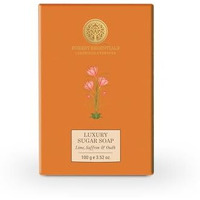 Forest Essentials Luxury Sugar Soap | Lime, Saffron & Oudh| Ayurvedic Handmade Organic Bath Soap| Scented Soap For Smooth & Soft Skin | Made With Raw Cane Sugar
