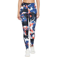 Clovia Track Pants For Women, Track Pants, Gym Track Pants For Women, Women Track Pants, Track Pants For Girlswomen's Snug Fit Ankle-Length High-Rise Active Camouflage Print Tights (Ab0042B08_Blue_L)