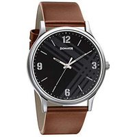 Sonata Smart Plaid Quartz Analog Black Dial Leather Strap Watch For Men-Ns77105Sl02W/Nt77105Sl02W