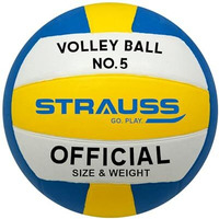 Strauss Sports Volleyball Size 5 Soft Ball | Unisex All Age Group | Indoor Outdoor | Tournament Quality - Yellow Grey Blue