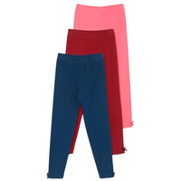 Max Girls Solid Full-Length Leggings - Pack Of 3 (7-8Y)