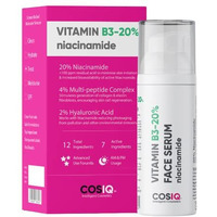 Cos-Iq 20% Niacinamide Face Serum For Clear Glowing Skin, Bright Skin, Reduces Dullness, Hydrates & Repairs Skin With Vit B3 & Hyaluronic Acid For Targets Acne Marks | For Women & Men | 30Ml
