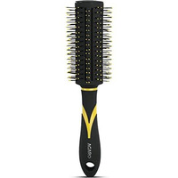 Agaro Breeze Round Hair Brush With Strong & Flexible Boar Bristles Having Anti Static Ball Tips, For Adding Quick Curls, Waves & Volume In Hair, Ideal For All Types Of Medium To Long Hair, Yellow & Black.