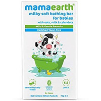 Mamaearth Milky Soft Bathing Bar For Babies - 75 G X 2 | Infused With Oats, Milk And Calendula | Gently Cleanses Skin, Keeps Skin Soft & Smooth, Mild & Gentle Formula, Dermatologically Tested
