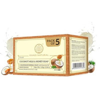 Khadi Natural Herbal Coconut Milk & Honey Soap |Herbal Bathing Soap For Glowing Skin| Long Lasting Hydration | Suitable For All Skin Types| (Pack Of 5) (5X125 G) (625 G)