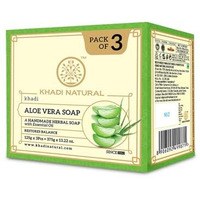 Khadi Natural Aloe Vera Soap|Natural Handmade Soap|Herbal Bathing Soap For Healthy Skin|Natural Soap With Essential Oils|Soap For Soft Skin|Suitable For All Skin Types|Pack Of 3|(125Gm*3) (375Gm)