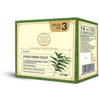 Khadi Natural Pure Neem Soap | Herbal Bathing Soap For Acne | Natural Soap With Essential Oils | Anti-Bacterial Soap | Suitable For All Skin Types, Pack Of 3 | (125Gm *3) (375Gm)
