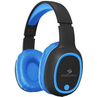 Zebronics Thunder Over Ear Bluetooth 5.3 Wireless Headphones With 60H Backup, Gaming Mode, Dual Pairing, Enc, Aux, Micro Sd, Voice Assistant, Comfortable Earcups, Call Function (Blue)