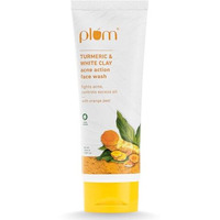 Plum Turmeric & White Clay Acne Action Face Wash | Fights Acne & Controls Excess Oil | With Turmeric & Orange Peel | Non-Drying, Clay-Based, Sulphate Free Face Wash | 100% Vegan | 100Ml