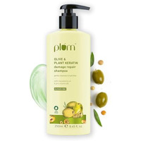Plum Olive & Plant Keratin Damage Repair Shampoo | Sulphate-Free Shampoo | With Olive Oil, Plant Keratin, Macadamia Oil | Strengthens & Smoothens Hair, Conditions & Adds Shine To Hair | For Damaged, Salon-Treated Hair | 250 Ml