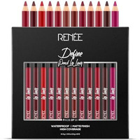 Renee Define Matte Lip Liner, Long Lasting & Smudge Proof, Full Coverage, Intensely Pigmented, Easy Glide Formula, Vitamin E & Castor Oil Infused, Set Of 12