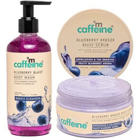 Mcaffeine Blueberry Blast Detan & Cleanse Duo For Glowing Skin| Deep Cleanses, Exfoliates, Nourishes| Blueberry Body Wash - 300Ml & Bluberry Scrub - 175 G | Fruity Blueberry Aroma For Men & Women