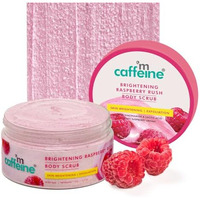 Mcaffeine Brightening Raspberry Body Scrub | Tan Removal | Ahas - Lactic & Glycolic Acid, Niacinamide | Vitamin C Rich For Brighter, Soft Skin | Remove Dry, Dead Skin | Fruity Berries Aroma - 175G