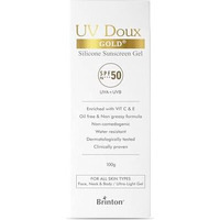Brinton Uv Doux Gold Silicone Sunscreen Gel Spf 50 Pa+++ With Vitamin C&E|Clinically Tested,Water Resistant&Non- Greasy|Uva/Uvb Protection Against Uva/Uvb Rays| For All Skin Types,100 Gm (Pack Of 1)