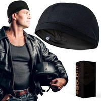 Boldfit Helmet Skull Caps Bike Polycotton Head Caps Hair Inner Helmet Cover Cap For Bikers Sweat Cooling Skull Cap For Cycling - Black Pack Of 1, For Men