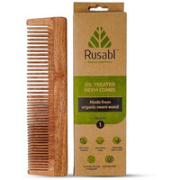 Rusabl Kacchi Neem Wooden Comb For Men & Women (Fine Tooth) Pure Wood, Ideal For Hair Growth, Detangling, Frizz Control & Shine, Suited For All Hair Types