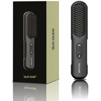 Tash Hair Glide - Cordless Hair Straightener Brush | Everyday Hair Styler For Men & Women With Negative Ion | Portable And Rechargeable With Multiple Temperature And Heat Settings | Natural Straight, Shiny And Frizz Free Hair | 60 Min Runtime- Noir