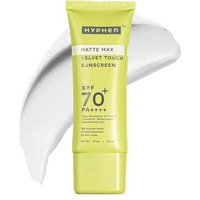 Hyphen Matte Max Velvet Touch Sunscreen Spf 70+ Pa++++|Sun Protection|Sun Shield|Moisturizes And Soothes Skin|12 Hrs Uva-Uvb Protection|Sunscreen Spf No White Cast, Combination & All Skin Types-30G