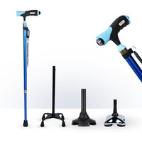 Antara Ageasy (Max Group) Lumina Walking Stick With Adjustable Height & Built-In Led Torch | Lightweight Walking Support For Men, Women, Seniors (Blue) (Multibase)