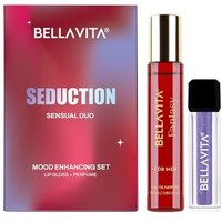 Bellavita Mood Enhancing Seduction Lip Gloss And Perfume Combo Pack | Gift Set | Mood Duos Perfume 15Ml & Mood Matching Ph Adapting Lip Gloss 4Ml | Hydrating And Glossy Finish