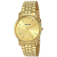 Sonata Quartz Analog Champagne Dial Stainless Steel Strap Watch For Men-Np7987Ym06W