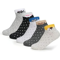 Supersox Women Funky Design Pattern Casual Sneaker Length Compact Combed Cotton Socks Combo Packs Of 5 (Funky Design 2), Multicolor