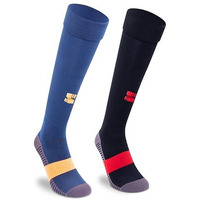Supersox Unisex Kids Football Socks-Knee Length Socks Cushioned Sole, Odour Free & Superior Grip Unim Stockings Football/Soccer, Pack Of 2 (Navy & Black, Large (10 Years To 14 Years), Cotton)