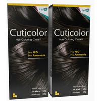 Cuticolor Permanent Hair Color Cream| Dr Prescribed| Eco Mechanism For Preserving Scalp Health| No Ammonia| No Ppd| Enriched With Portulaca & Boseivela Extracts - Black (120G) | Pack Of 2