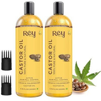 Rey Naturals Cold Pressed Castor Oil For Hair Growth | Castor Oil For Skin | Castor Oil Cold Pressed | Arandi Ka Tel Original | Castor Oil For Face | Castor Oil For Eyelashes & Eyebrow - 200 Ml*2
