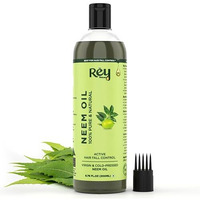 Rey Naturals Cold Pressed Neem Oil For Skin & Hair Growth - 200Ml | Pure Neem Oil For Hair Dandruff | Neem Hair Oil For Lice & Nits Removal | Hair Oil Pure For Body Massage & Acne