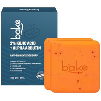 Bake 2% Kojic Acid Scrub Treatment Soap (200 Gms Pack Of 2) With Alpha Arbutin, Lactic Acid & Niacinamide | For Pigmentation, Dark Spots, Tan Removal, Brightens Underarms | Soap For Women & Men | 100G X 2 (Pack Of 2)