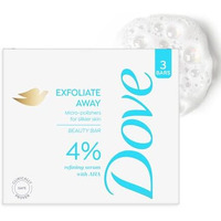Dove Exfoliate Away Serum Beauty Bar | 4% Refining Serum + Aha | Micro-Polishes For Silkier Skin | Paraben & Sls Free | 375G (125G X 3)
