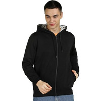 Alan Jones Clothing Men's Cotton Solid Hooded Sweatshirt (Ss-401_Black_M)