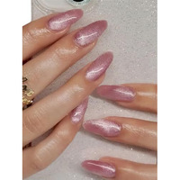 Secret Lives Glossy Cats Eye Reusable Artificial Stiletto Shape Dark Pink Color Fake Nail 24 Pcs Set Lightweight & Long Lasting| Easy To Use Press On Nails With Kit