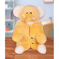 Besties Premium Fur Elephant Soft Toy Cum Pillow Yellow - Height 45 Cm