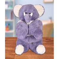 Besties Premium Fur Elephant Soft Toy Cum Pillow Voilet - Height 45 Cm