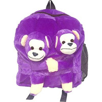 Ultra 14 Inch Twin Monkey Fully Stuffed Soft Premium Plush Toy School Bag For Kids In Purple | Snuggling And Playtime | Animal Toy | Birthday Gift | Anniversary | Christmas | Diwali | Home Dcor