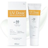Brinton Uv Doux Silicone Sunscreen Gel With Spf 50&Pa+++ Broad Spectrum For Face & Body With No White Cast|Non Comedogenic,Paraben Free,Water Resistant|Clinically Proven & Dermatologist Approved,50Gm