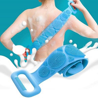 Wazdorf Silicone Body Back Scrubber, Double Side Bathing Brush For Skin Deep Cleaning Massage, Dead Skin Removal Exfoliating Belt For Shower, Body Brush For Bathing (Medium)