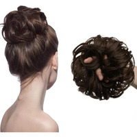 Temperia Hair Accessories For Women Stylish - Juda Hair Buns - Messy Bun Hair Extension - Artificial Fake Donuts Maker Scrunchies - With Elastic Rubber Band - Natural Brown - 1 Pc - (25Gr)