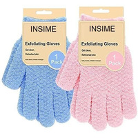 Insime Premium Skin Exfoliating Shower Body Gloves For Bathing (2 Pairs) | Dual Texture Hydro Body Scrub Deep Exfoliate Gloves For Dead Skin | Spa Massage, Body Scrubber, Bathing Hand Gloves For Women & Men
