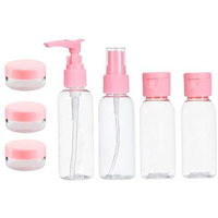 Temperia Travel Bottles For Toiletries (7Pcs) - Refillable Empty Mini Containers With Pouch (Random Colors) - Travelling Accessories & Essentials Kit Set For Shampoo, Cosmetics, And More