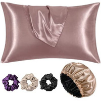 Atrube Women's Satin Silk Bonnet For Hair With 2 Satin Pillowcase And 3 Premium Scrunchies, Adjustable Silk Hair Cap For Sleeping, Satin Bonnet For Curly Hair With Ribbon Tie Band