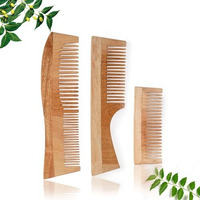 Insime Neem Wooden Comb Set For Women & Men | Wooden Combs Combo Hair Comb Set | Kachi Neem Comb For Women For Hair Growth | Dandruff Remover Comb Neem Wood Kangi For Hair (Pack Of 3)